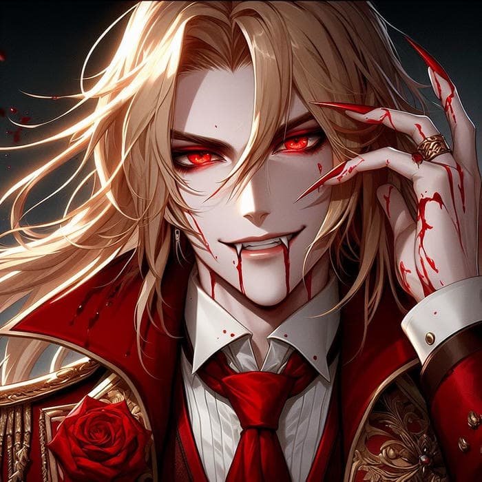 Anime-style vampire profile image with night atmosphere