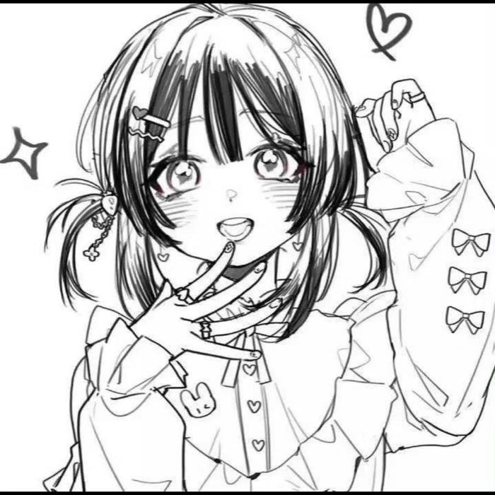 Black and white anime illustration for social media profile