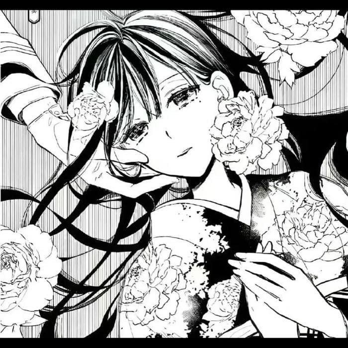 Clean manga style anime avatar with grayscale shading