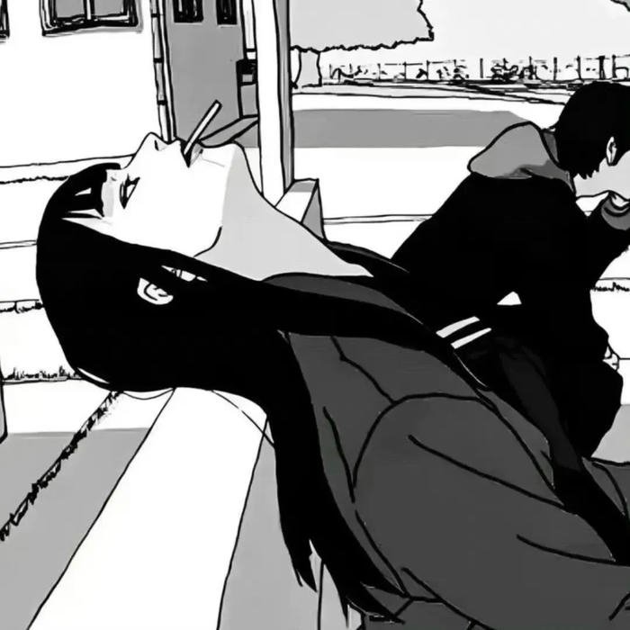 Cool monochrome anime profile image with minimalist design