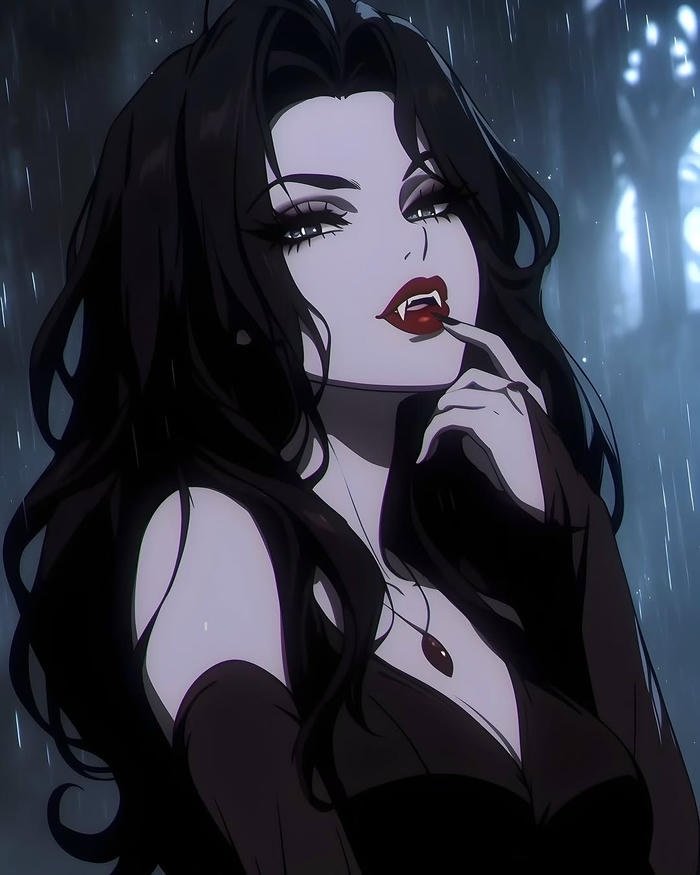 Dark fantasy anime vampire pfp digital illustration