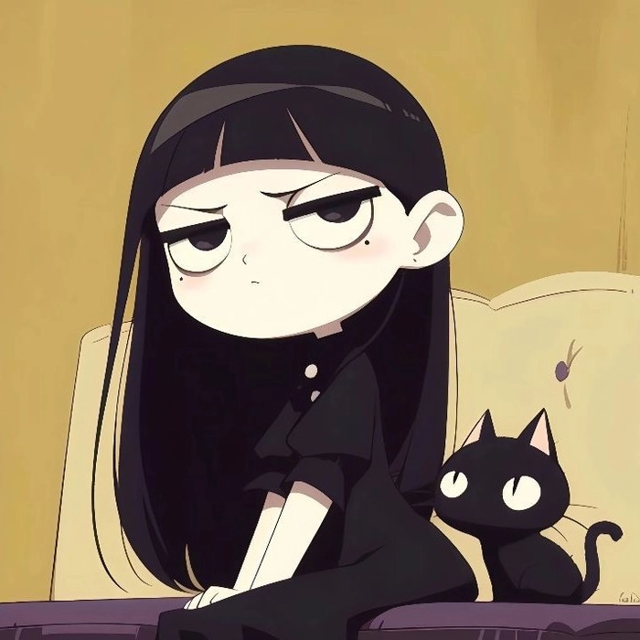 aesthetic cartoon pfp black hair