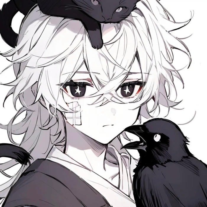 anime black and white pfp with calm vibe