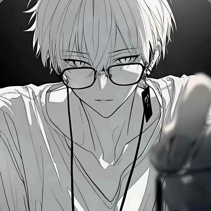 anime black and white pfp with gentle lighting