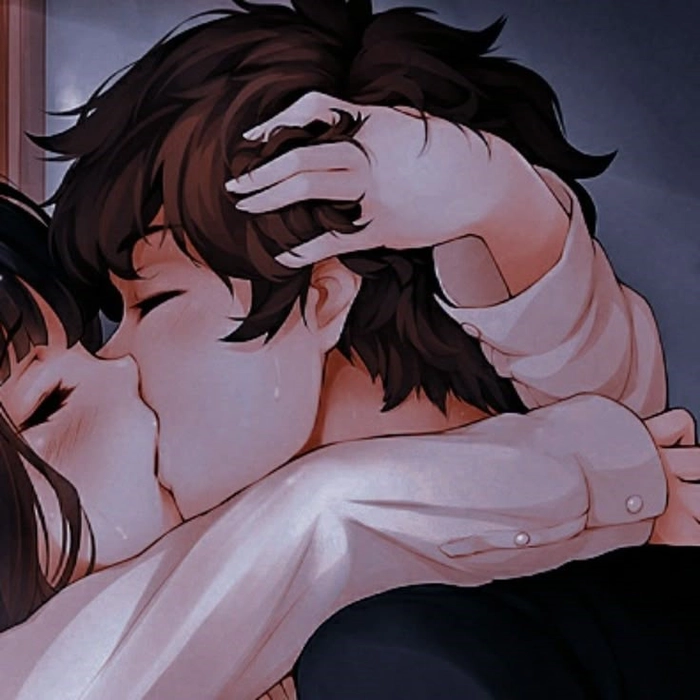 anime couple kissing matching pfp boy