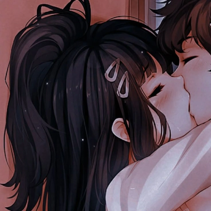 anime couple kissing matching pfp girl