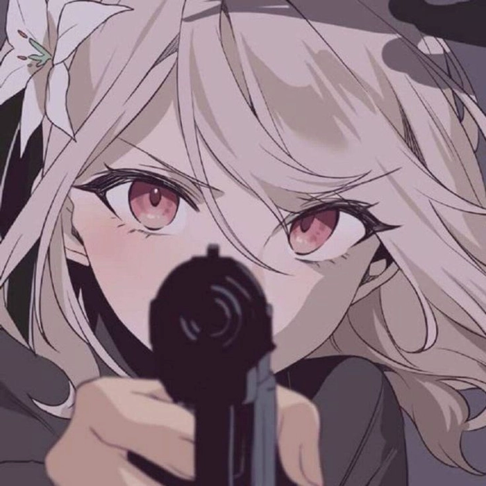 anime girl holding a gun pfp