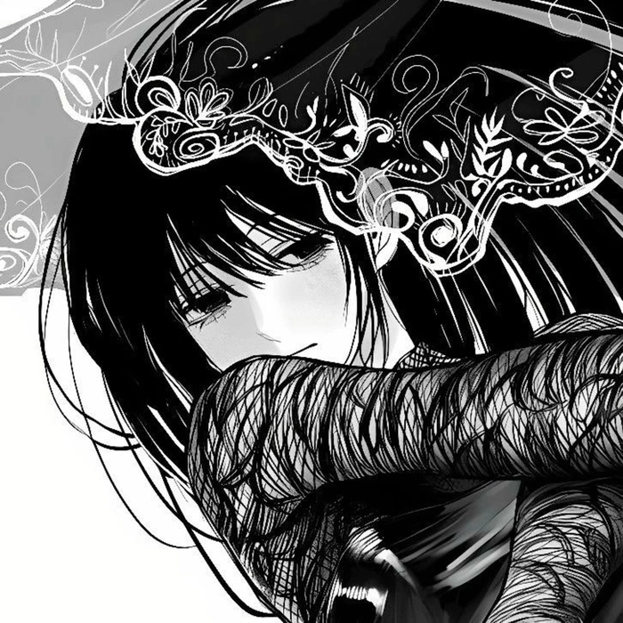 anime girl pfp black and white