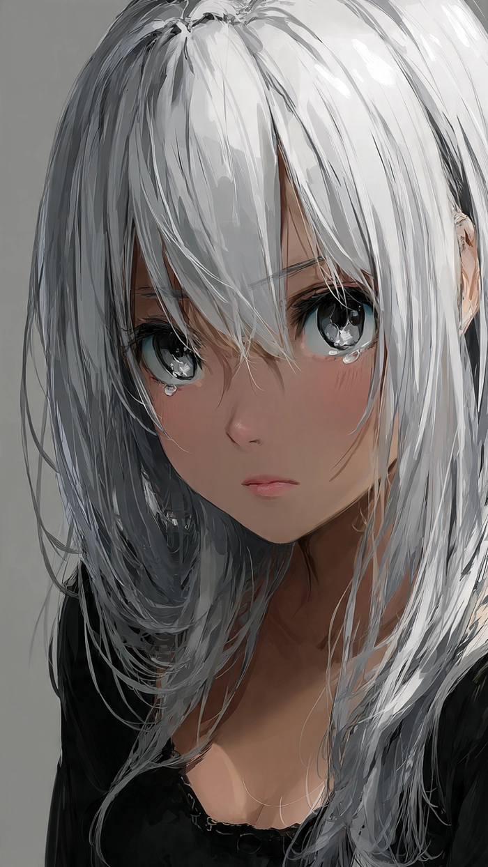 anime girl pfp sad white hair