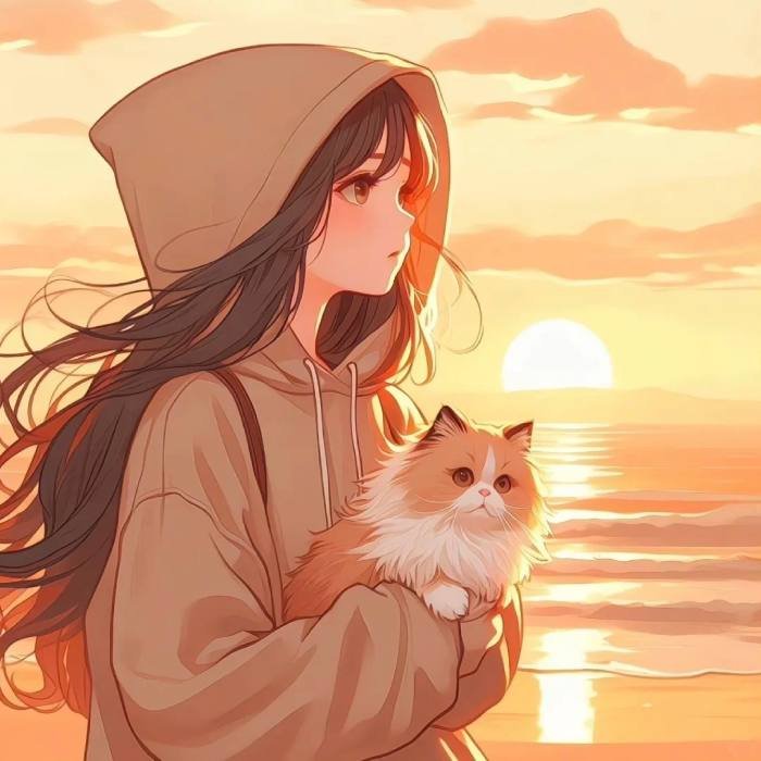 anime pfp girl wearing a calm expression