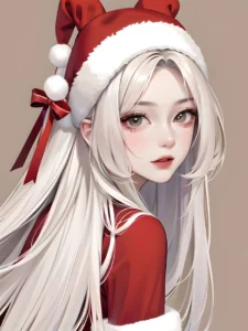 anime pfp with christmas hat