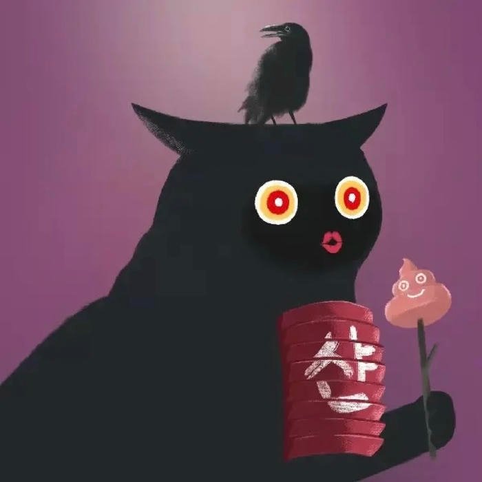 artistic aesthetic black cat pfp illustration style