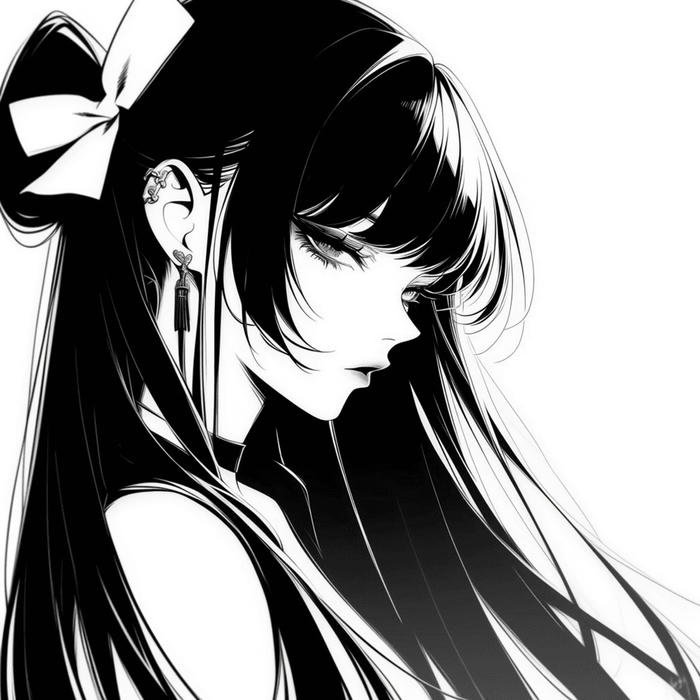 artistic anime black and white pfp design