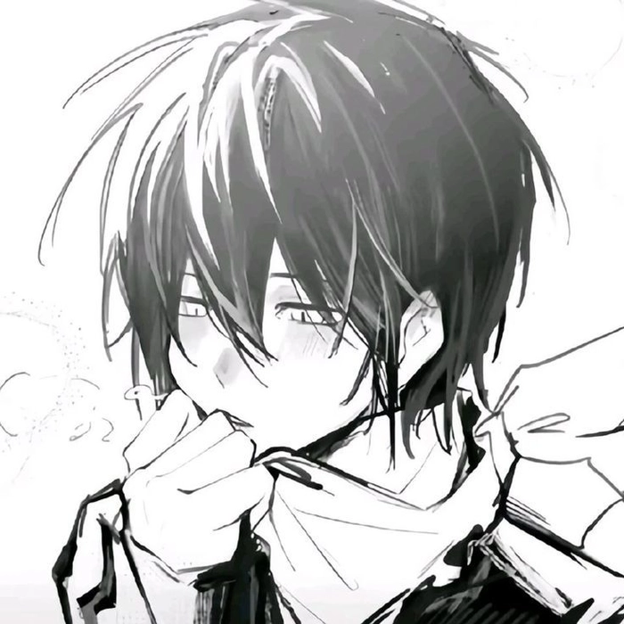 black and white anime pfp boy
