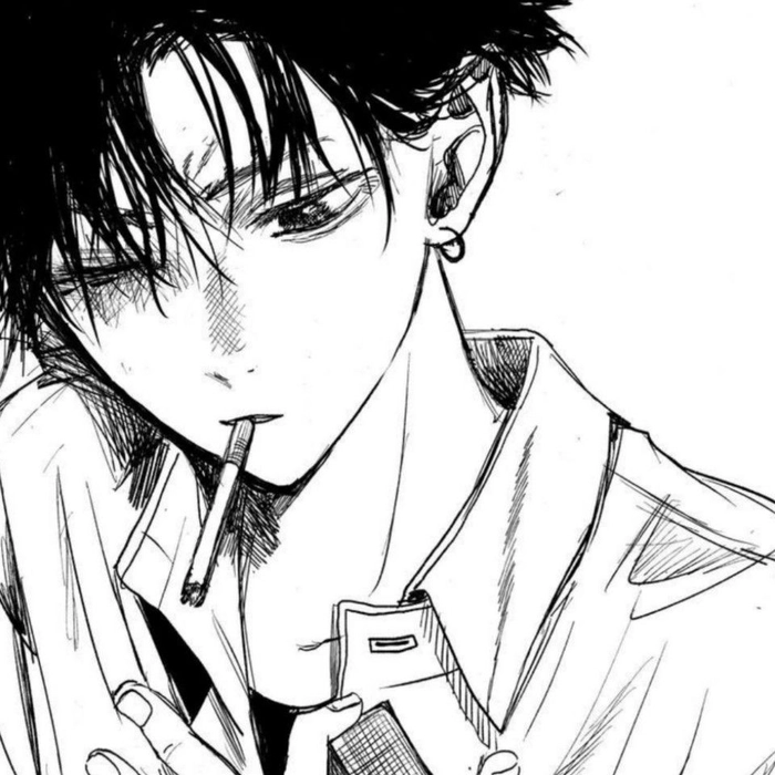 black and white anime pfp boy