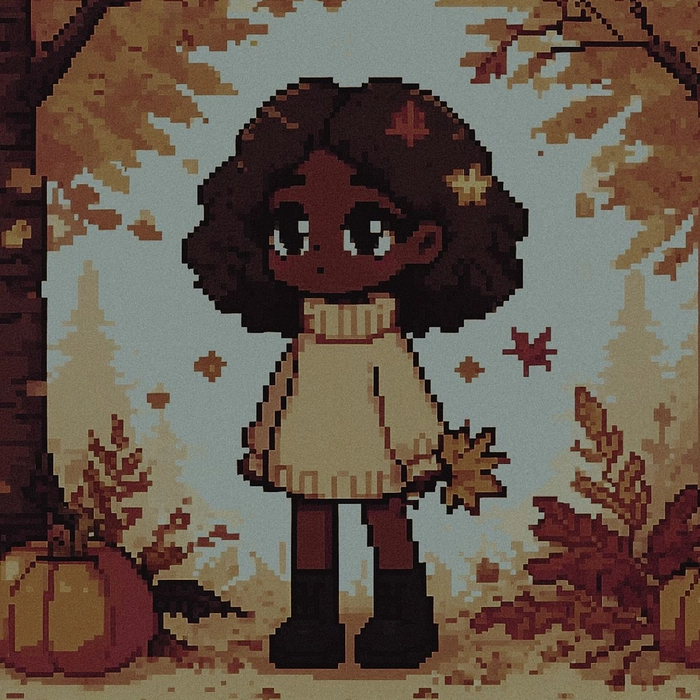 brown anime pfp girl pixel