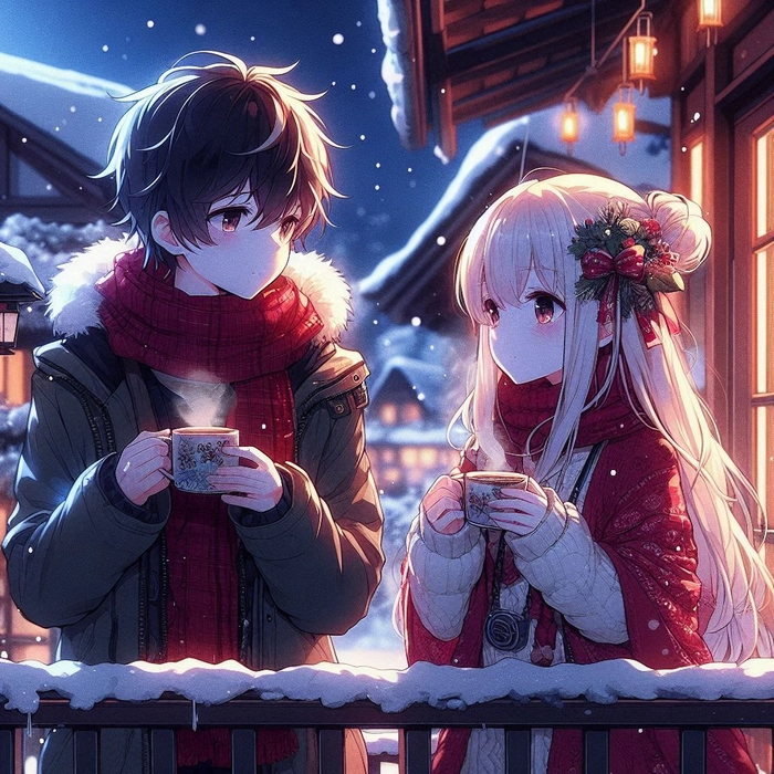 christmas anime pfp couple