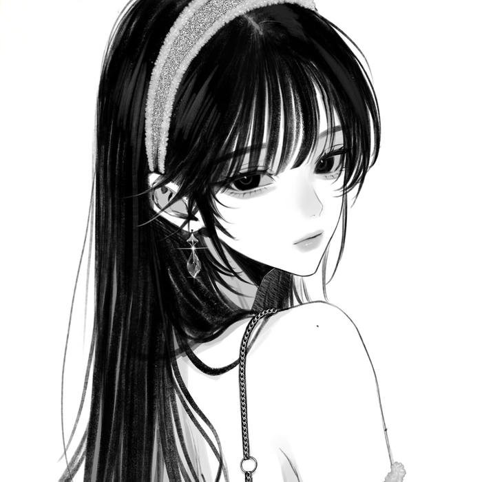 clean anime black and white pfp layout