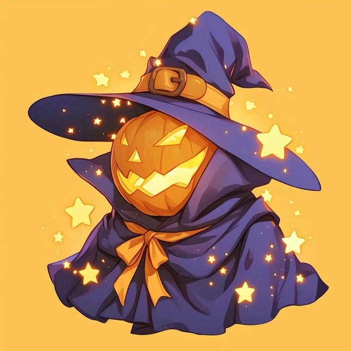 cool pumpkin illustration pfp with cute mood