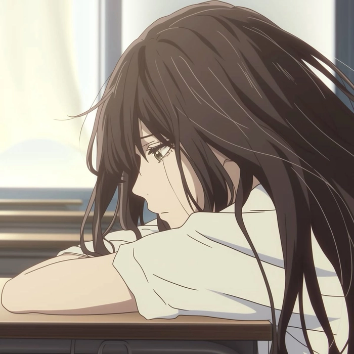 cute anime girl pfp sad