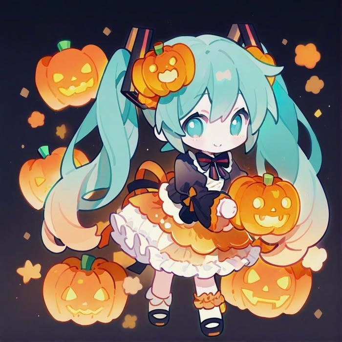 cute cartoon pumpkin pfp with soft shading