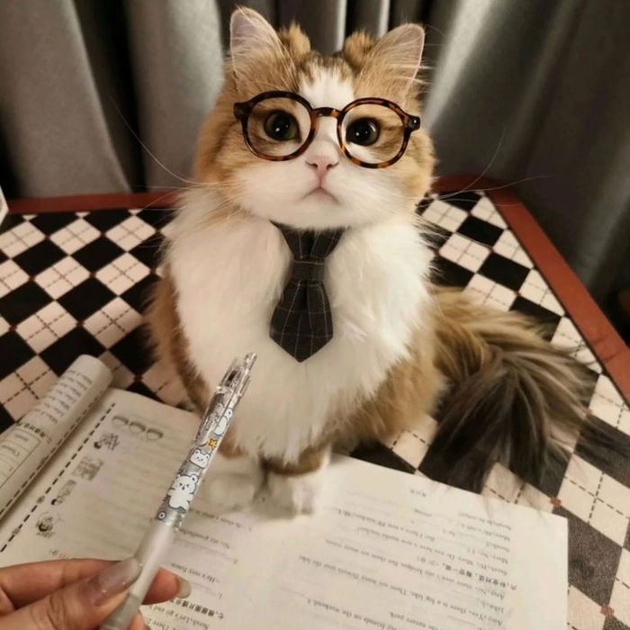 cute cat with glasses pfp