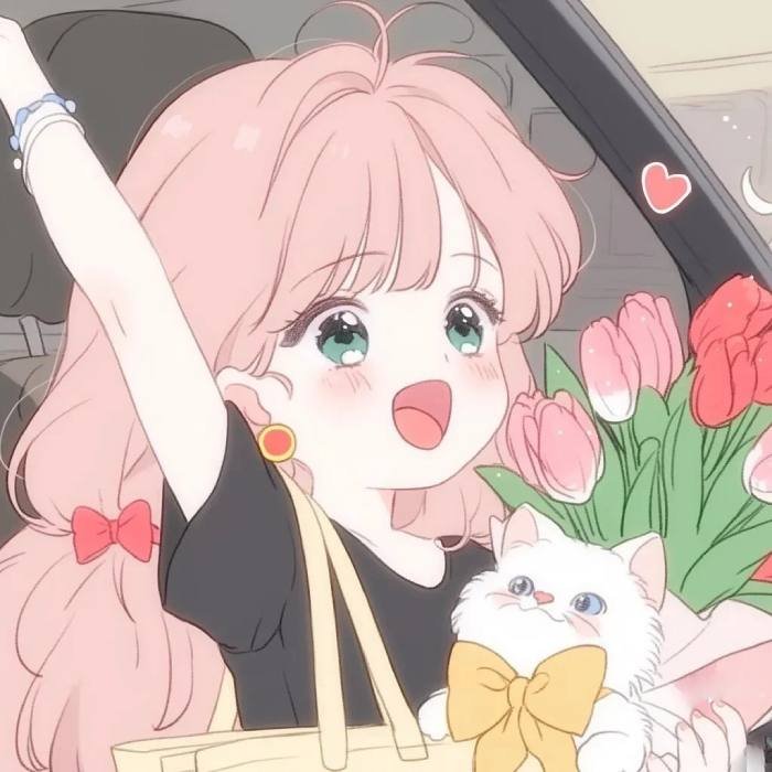 cute pink pfp with soft pastel tones