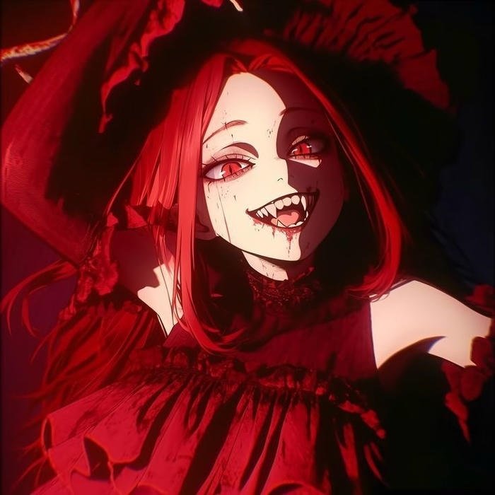 dark aesthetic vampire pfp with red color accents
