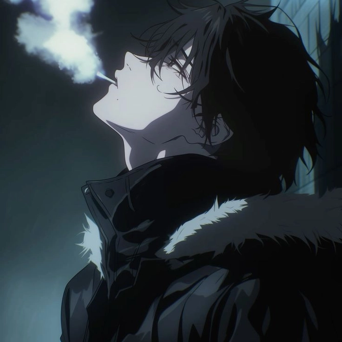 dark anime smoking pfp