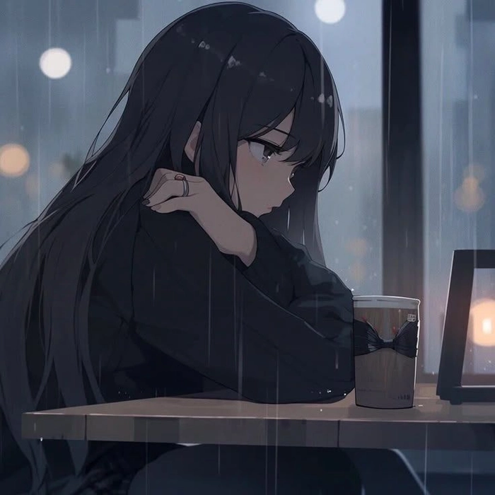 dark sad anime girl pfp