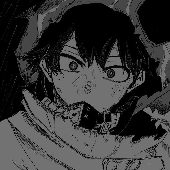 deku pfp black and white