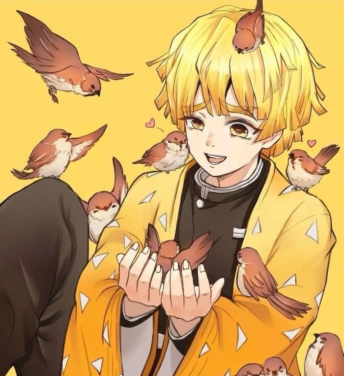 energetic zenitsu pfp with action pose artwork