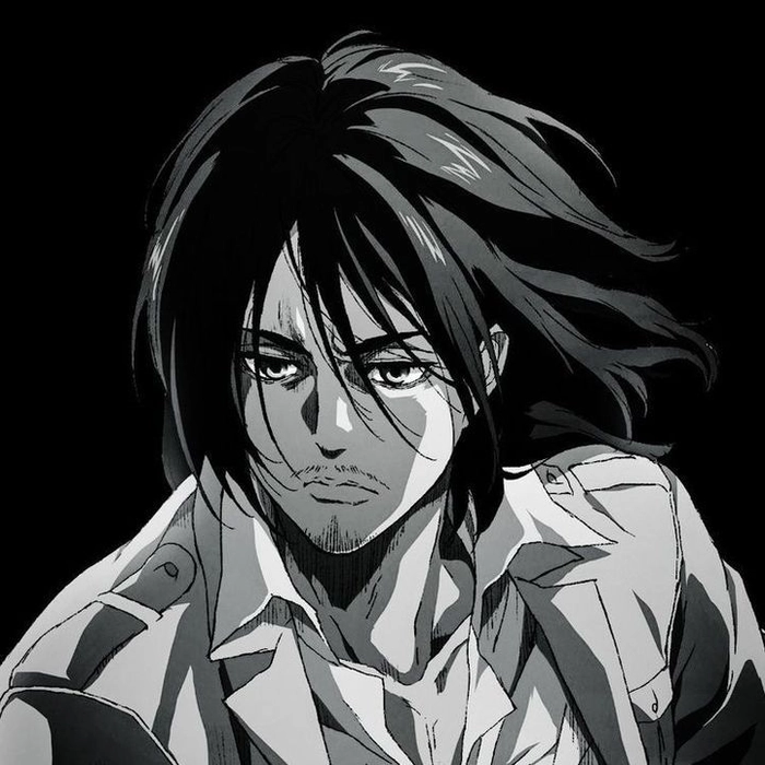 eren pfp black and white