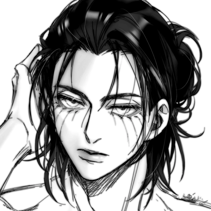 eren yeager black and white pfp