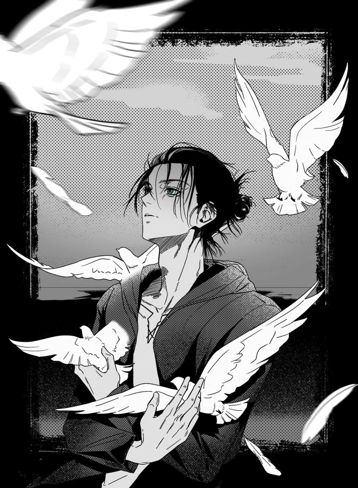 eren yeager pfp black and white