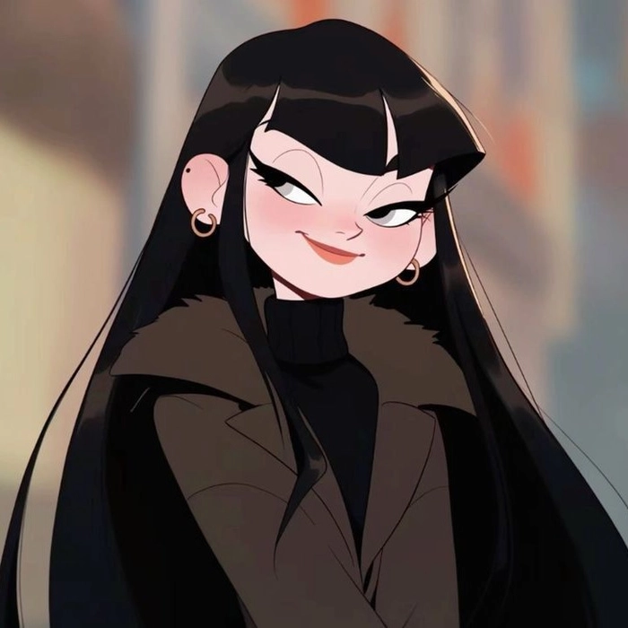 female profile pics aesthetic cartoon pfp black hair
