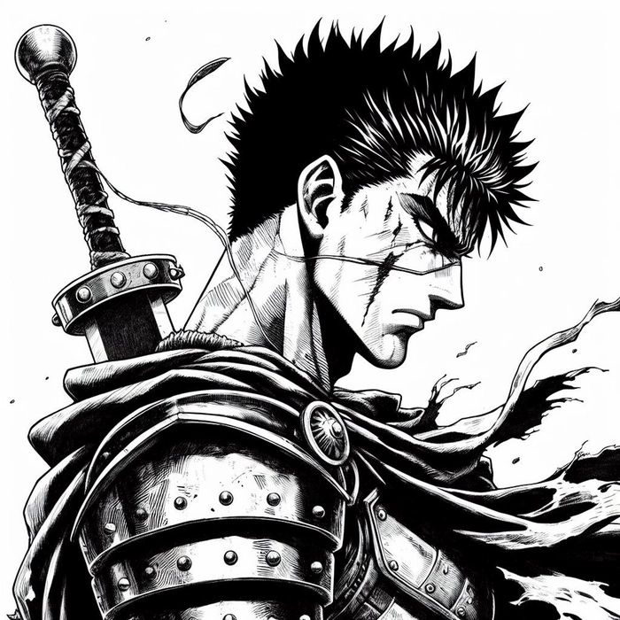 guts black and white pfp