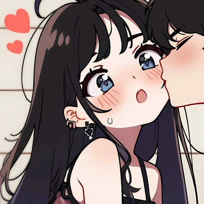 icons anime couple kissing matching pfp girl