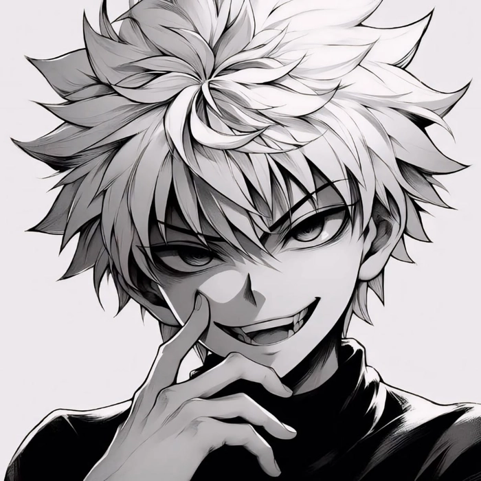 killua pfp black and white