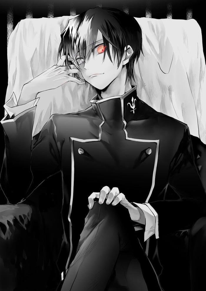 lelouch pfp aesthetic anime black white style