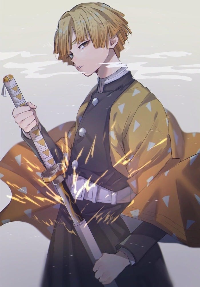 minimalist zenitsu pfp using clean soft lines