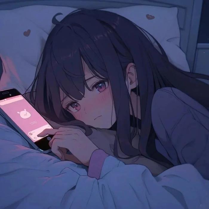 muted colors give the sad anime pfp a calm feeling