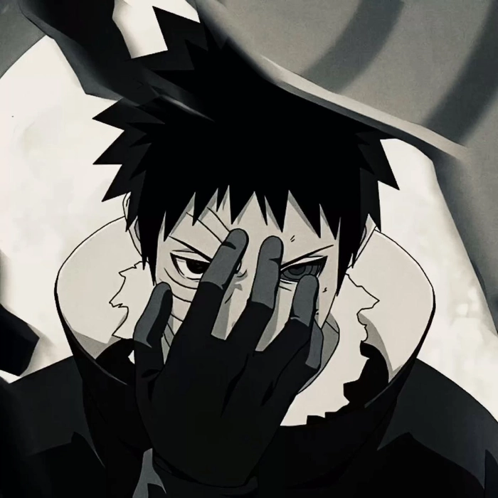 obito black and white pfp