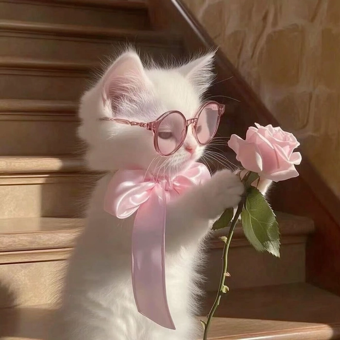 pink white cat pfps