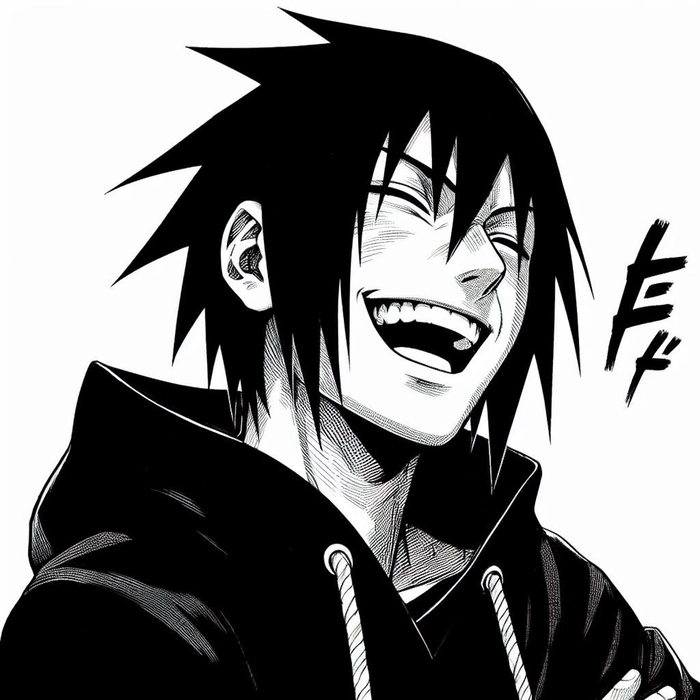 sasuke pfp black and white