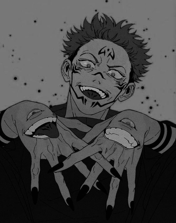 sukuna pfp black and white