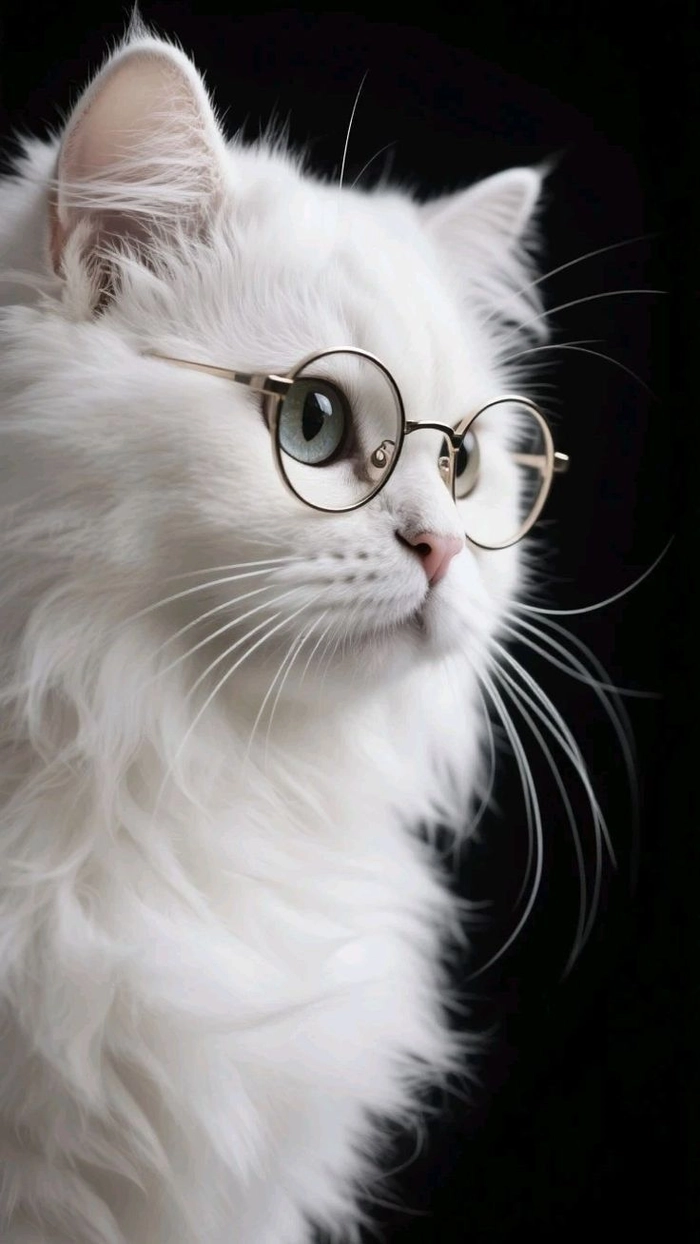 white cat with glasses pfp