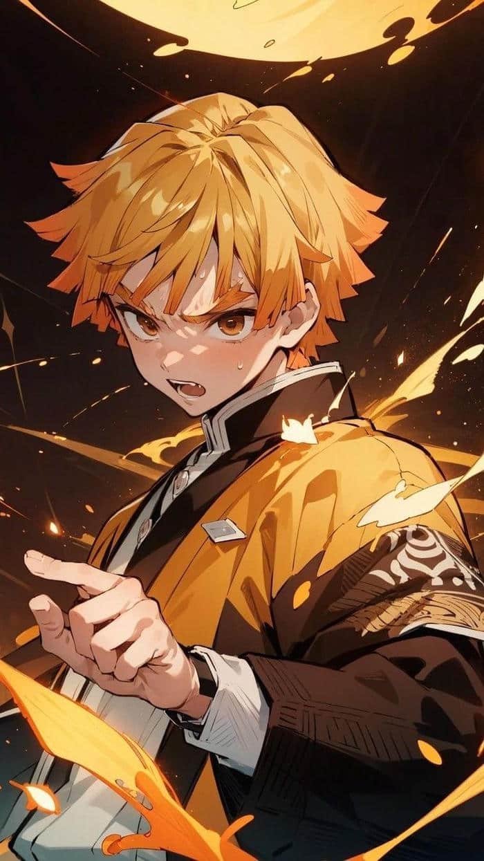 zenitsu pfp with dramatic demon slayer vibes