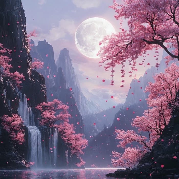 Moonlight resting on quiet woodland paths