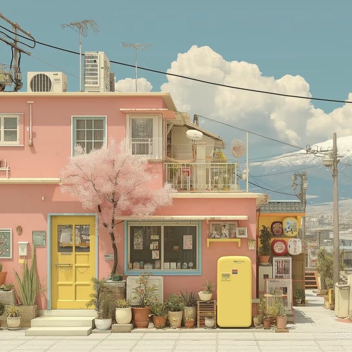 Muted pastel japanese aesthetic pfp look